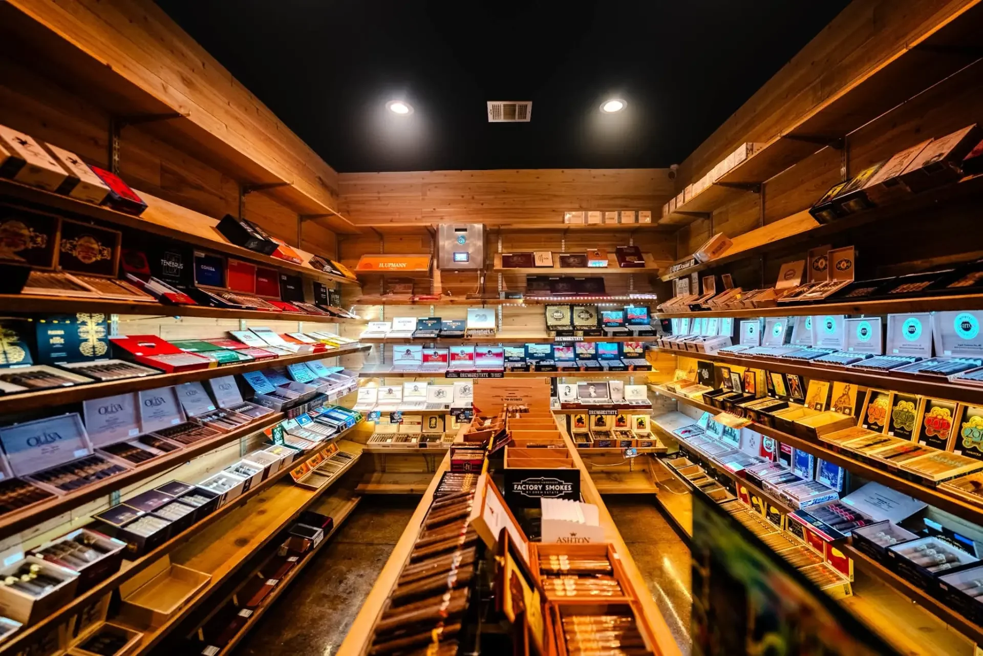 The walk-in humidor at Ash & Barrel